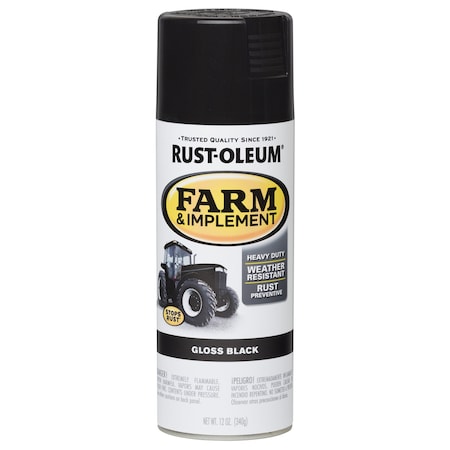 Rust-Oleum Farm & Implement Paint, Gloss, Black, 1 gal 280123